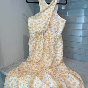 MOTF White Dress with Yellow Floral Embroidery